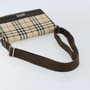 BURBERRY Nova Check Shoulder Bag Nylon Beige Silver Auth ka314-7