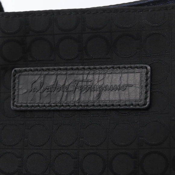 Salvatore Ferragamo Shoulder Bag Canvas Black Silver Auth ka3140