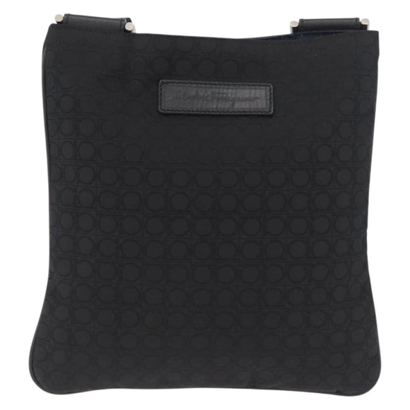 Salvatore Ferragamo Shoulder Bag Canvas Black Silver Auth ka3140
