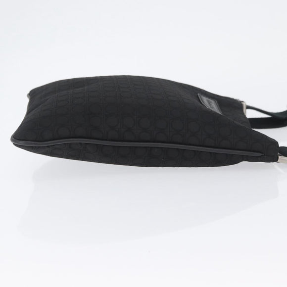 Salvatore Ferragamo Shoulder Bag Canvas Black Silver Auth ka3140