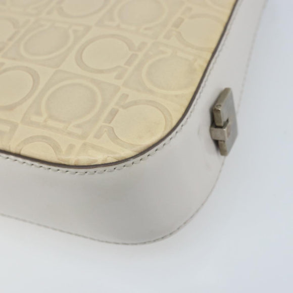 Salvatore Ferragamo Schultertasche Leder Beige Silber Original ka3141