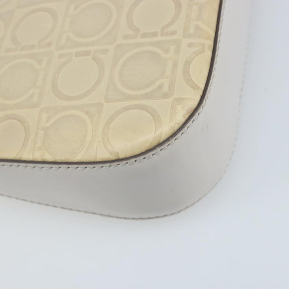 Salvatore Ferragamo Schultertasche Leder Beige Silber Original ka3141