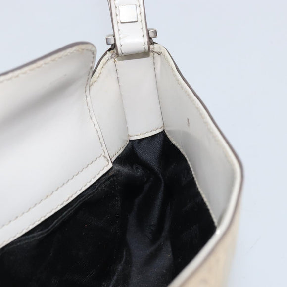 Salvatore Ferragamo Schultertasche Leder Beige Silber Original ka3141