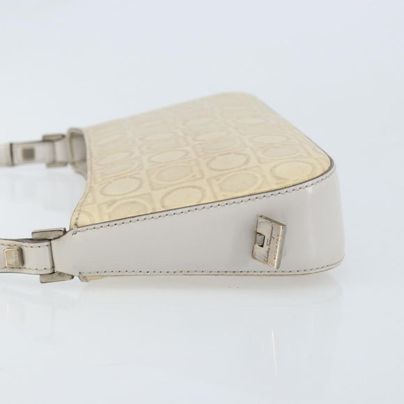 Salvatore Ferragamo Schultertasche Leder Beige Silber Original ka3141