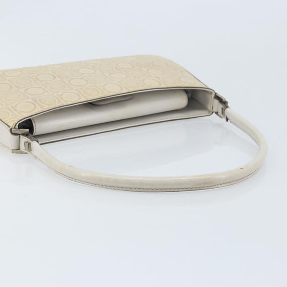 Salvatore Ferragamo Schultertasche Leder Beige Silber Original ka3141