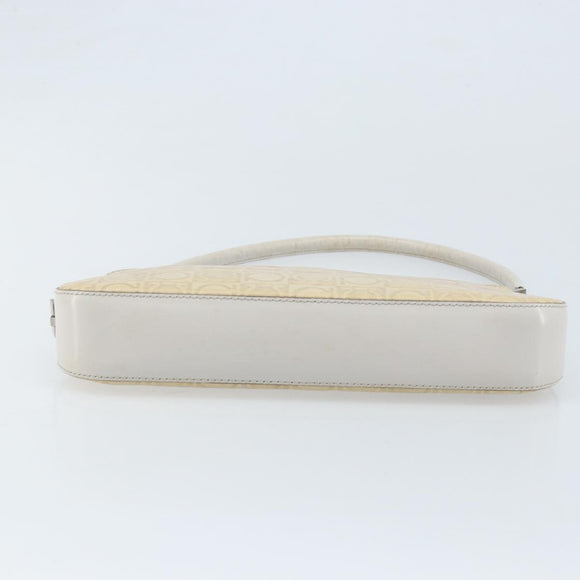 Salvatore Ferragamo Schultertasche Leder Beige Silber Original ka3141