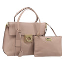 Salvatore Ferragamo Gancini Hand Bag Leather 2way Beige Gold Auth ka3143A-1