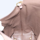 Salvatore Ferragamo Gancini Hand Bag Leather 2way Beige Gold Auth ka3143A-23