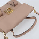 Salvatore Ferragamo Gancini Hand Bag Leather 2way Beige Gold Auth ka3143A-6