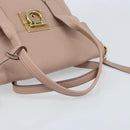 Salvatore Ferragamo Gancini Hand Bag Leather 2way Beige Gold Auth ka3143A-7
