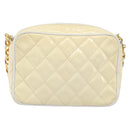 CHANEL Chain Shoulder Bag Patent leather Beige Gold CC Auth ka3145-3