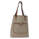 GUCCI GG Plus Supreme Web Sherry Line Tote Bag PVC Beige Red Green Auth ka315-1