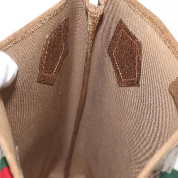 GUCCI GG Plus Supreme Web Sherry Line Tote Bag PVC Beige Red Green Auth ka315