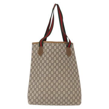 GUCCI GG Plus Supreme Web Sherry Line Tote Bag PVC Beige Red Green Auth ka315 - 0