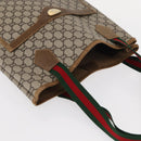 GUCCI GG Plus Supreme Web Sherry Line Tote Bag PVC Beige Red Green Auth ka315-6