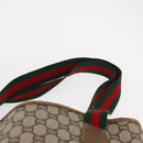 GUCCI GG Plus Supreme Web Sherry Line Tote Bag PVC Beige Red Green Auth ka315-8
