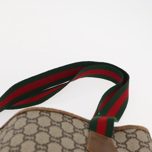 GUCCI GG Plus Supreme Web Sherry Line Tote Bag PVC Beige Red Green Auth ka315