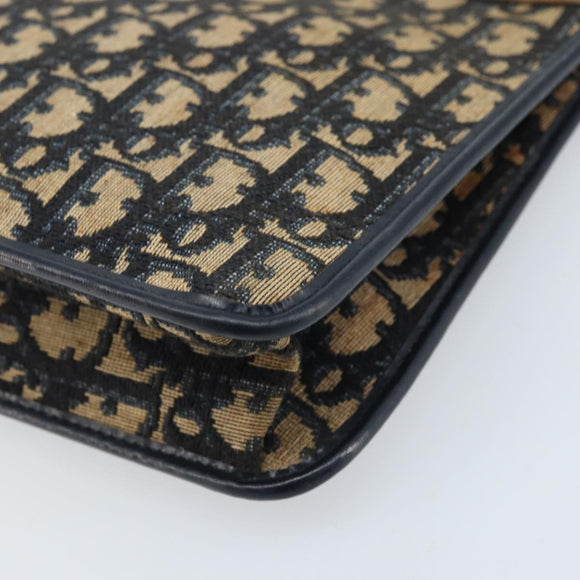 Christian Dior Trotter Canvas Clutch Tas Marinegoud Auth ka3155