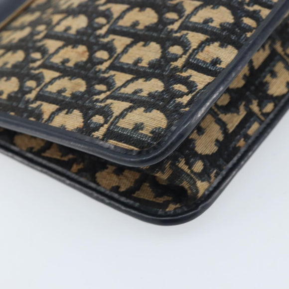 Christian Dior Trotter Canvas Clutch Tas Marinegoud Auth ka3155
