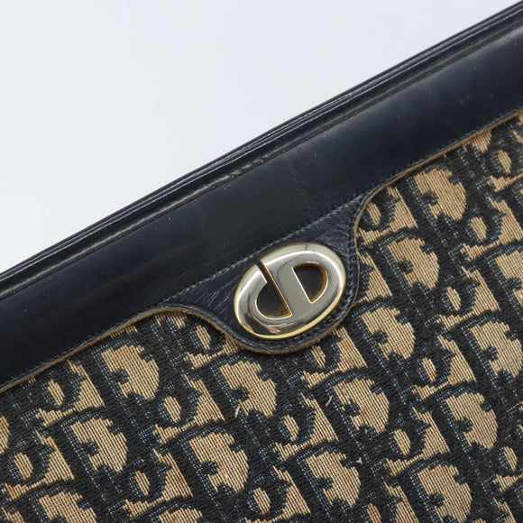Christian Dior Trotter Canvas Clutch Tas Marinegoud Auth ka3155