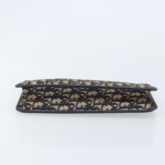 Christian Dior Trotter Canvas Clutch Tas Marinegoud Auth ka3155