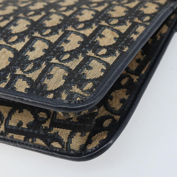Christian Dior Trotter Canvas Clutch Tas Marinegoud Auth ka3155