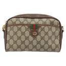 GUCCI GG Supreme Web Sherry Line Shoulder Bag PVC Beige 116 02 089 Auth ka3157-13