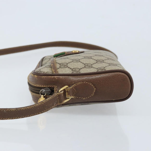 GUCCI GG Supreme Web Sherry Line Shoulder Bag PVC Beige 116 02 089 Auth ka3157