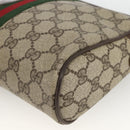 GUCCI GG Supreme Web Sherry Line Clutch Bag PVC Beige Red 010 378 Auth ka3160-10