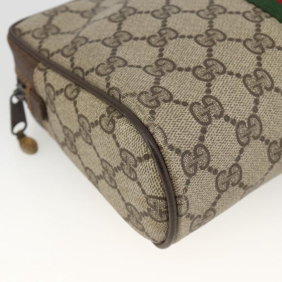 GUCCI GG Supreme Web Sherry Line Clutch Bag PVC Beige Red 010 378 Auth ka3160