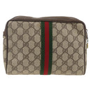 GUCCI GG Supreme Web Sherry Line Clutch Bag PVC Beige Red 010 378 Auth ka3160-2