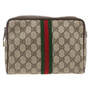 GUCCI GG Supreme Web Sherry Line Clutch Bag PVC Beige Red 010 378 Auth ka3160-3