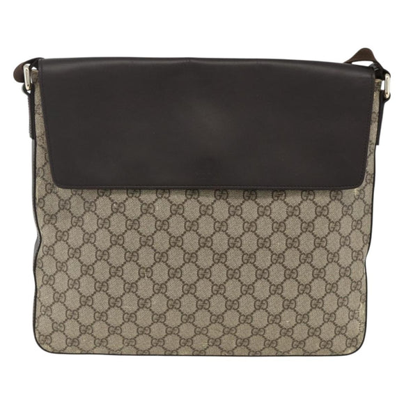 GUCCI GG Supreme Shoulder Bag PVC Gold Beige 223666 Auth ka3168