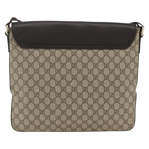 GUCCI GG Supreme Shoulder Bag PVC Gold Beige 223666 Auth ka3168