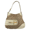 GUCCI GG Canvas Shoulder Bag Gold Beige 137388 Auth ka3169-2