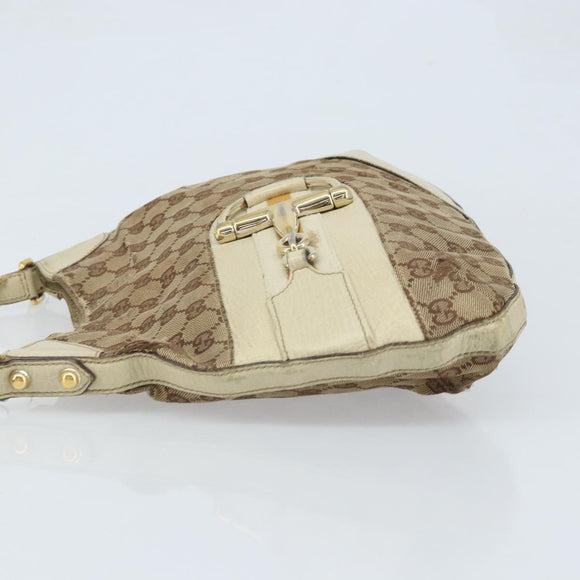GUCCI GG Canvas Shoulder Bag Gold Beige 137388 Auth ka3169