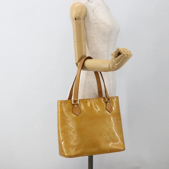 LOUIS VUITTON Monogram Vernis Houston Handtasche Beige M91004 LV Auth ka3171