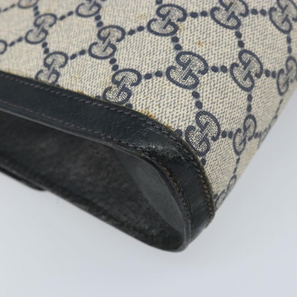 GUCCI GG Supreme Sherry Line Clutch Bag PVC Navy Gold Red 89 01 006 Auth ka3173