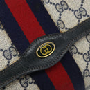 GUCCI GG Supreme Sherry Line Clutch Bag PVC Navy Gold Red 89 01 006 Auth ka3173-12
