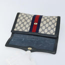GUCCI GG Supreme Sherry Line Clutch Bag PVC Navy Gold Red 89 01 006 Auth ka3173-13