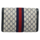 GUCCI GG Supreme Sherry Line Clutch Bag PVC Navy Gold Red 89 01 006 Auth ka3173-3
