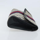 GUCCI GG Supreme Sherry Line Clutch Bag PVC Navy Gold Red 89 01 006 Auth ka3173-4