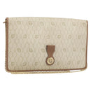 Christian Dior Honeycomb Canvas Chain Shoulder Bag PVC Beige Gold Auth ka3175-1