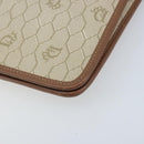 Christian Dior Honeycomb Canvas Chain Shoulder Bag PVC Beige Gold Auth ka3175-10