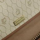 Christian Dior Honeycomb Canvas Chain Shoulder Bag PVC Beige Gold Auth ka3175-16