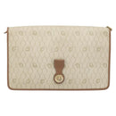 Christian Dior Honeycomb Canvas Chain Shoulder Bag PVC Beige Gold Auth ka3175-2