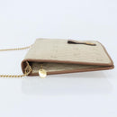 Christian Dior Honeycomb Canvas Chain Shoulder Bag PVC Beige Gold Auth ka3175-5