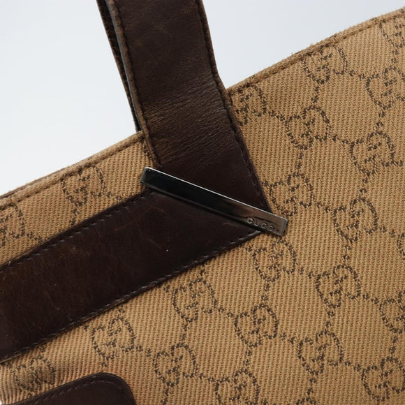 GUCCI GG Canvas Draagtas Beige Zilver 73983 Auth ka3180
