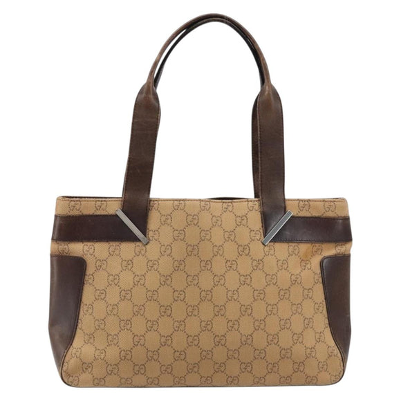 GUCCI GG Canvas Draagtas Beige Zilver 73983 Auth ka3180