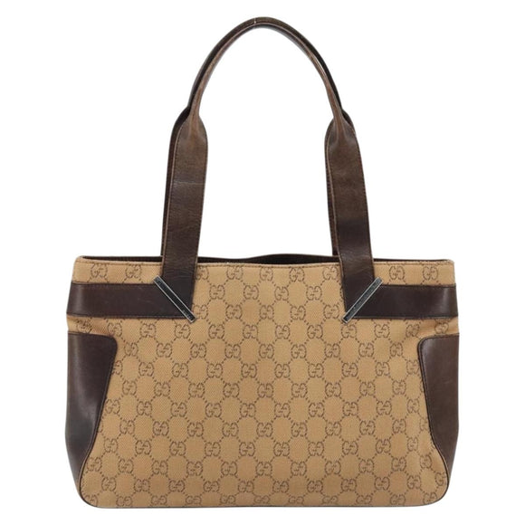 GUCCI GG Canvas Draagtas Beige Zilver 73983 Auth ka3180